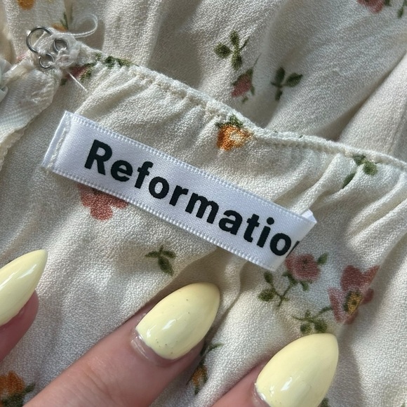 Reformation Bellagio Dress Floral Keyhole Dress Size 4 Cream Orange - Picture 7 of 10